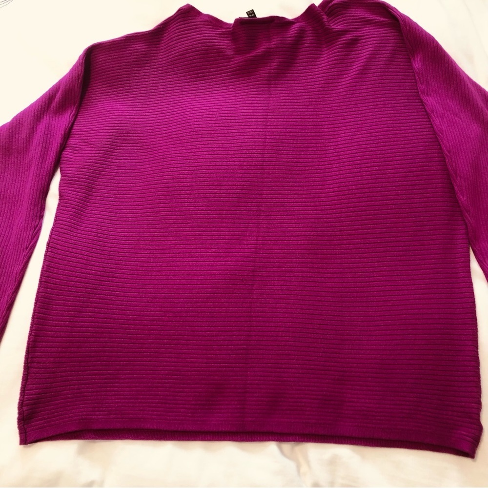 Lane Bryant 18/20 Fuchsia Cross Rib Boat Neck Pullover Sweater - Picture 9 of 10